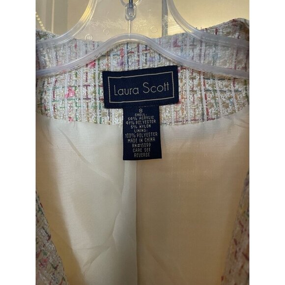 Vintage Laura Scott Pastel Tweed Spring Blazer Women's Size 8 Jacket - Picture 2 of 6